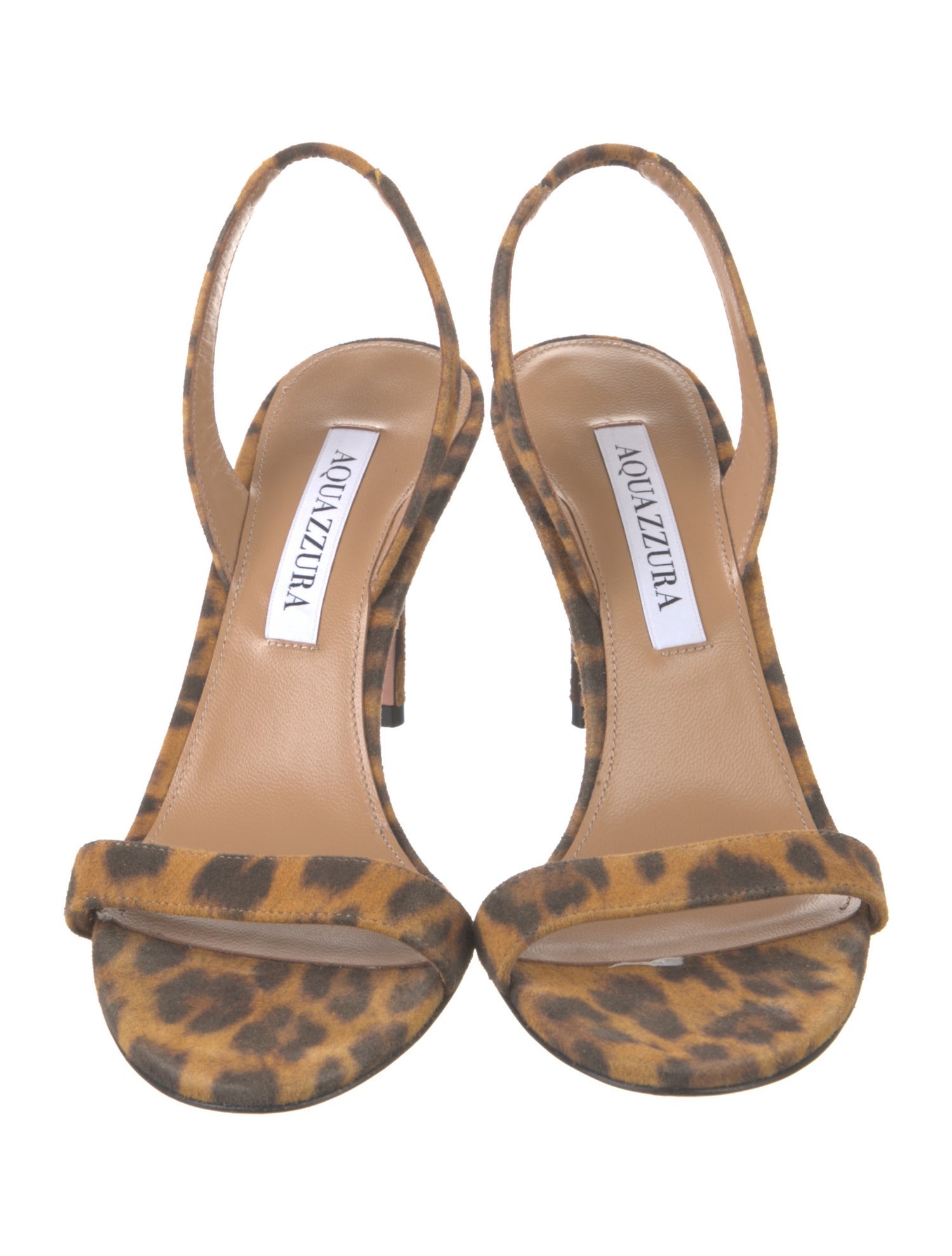 Aquazzura Suede Animal Print Slingback Sandals